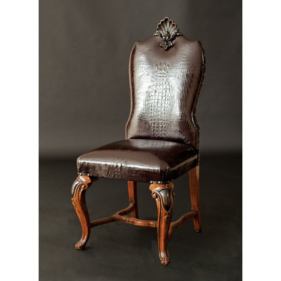 Muslin Upholstered Side Chair in Brown