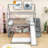 Anterrius Twin Over Full Bunk Bed With Playhouse Design and Slide-2087061605