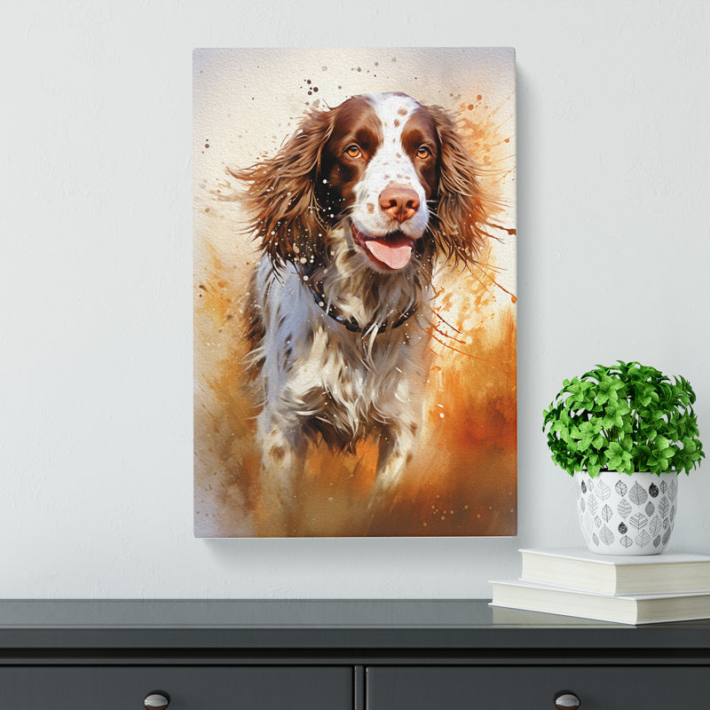 English Springer Spaniel Action Painting - Print, 76cm H x 50cm W x 3cm D
