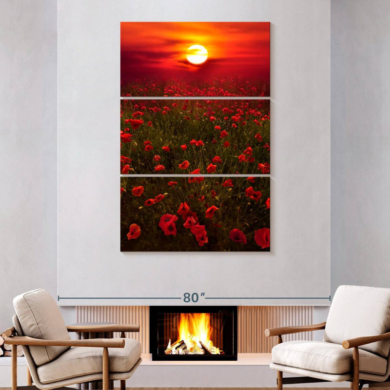 Coucher de soleil chaud Harnek, H 74 po x l 48 po