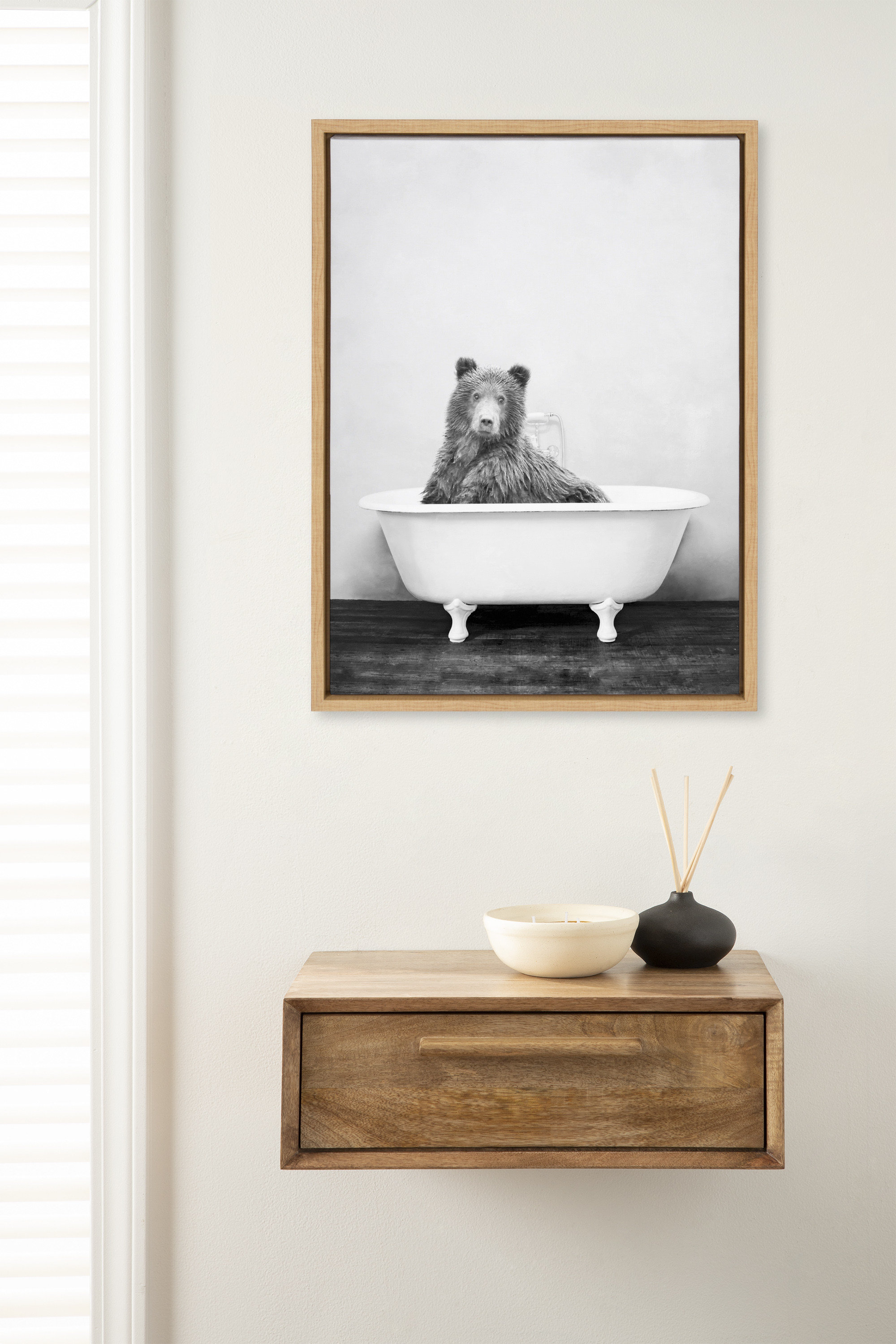 Trinx Sylvie Bear in the Tub Framed Canvas by Amy Peterson Art Studio ...