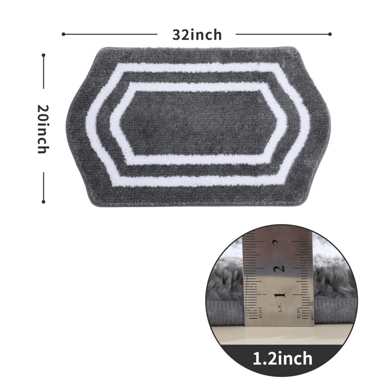 Tapis pour salle de bain Shilyn, L 20 po x L 32 po, Gris