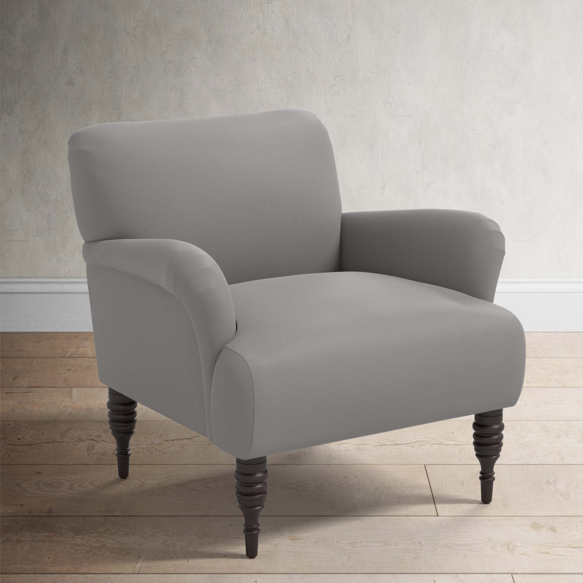 Allura Upholstered Armchair, Classic Otter Performance Velvet