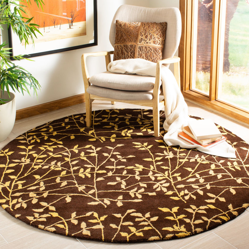Avayah Soho Hand Tufted Wool And Viscose Floral Rug, Round 6'