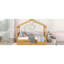 Lit double en bois pleine grandeur avec tiroirs, conception imaginative, pieds robustes, lit naturel confortable, deux tiroirs pour l'organisation et stable-129957382-129957379