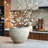 White and Gold V-Pattern Polyresin Round Planter-785041935