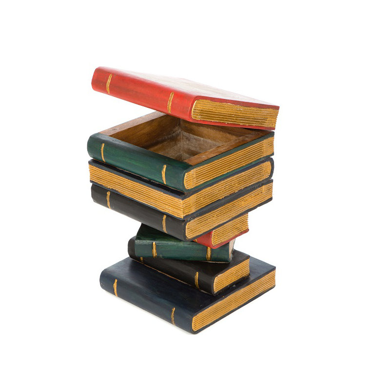 Solid Wood End Table, Multicoloured/Gold