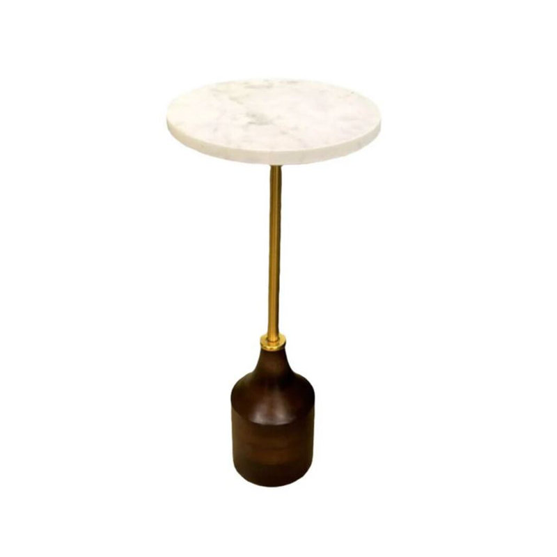 Cass Marble Side Table, Walnut
