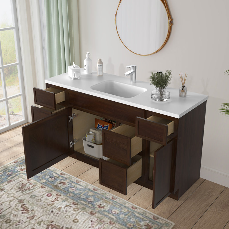 Base de meuble-lavabo simple 60 po seulement, Brun