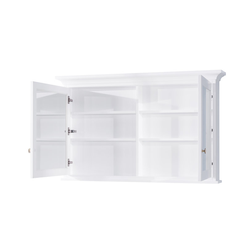 Pharmacie avec cadre en bois massif 30 po avec miroir et tablettes en bois, H 30 po x l 48 po x P 6,9 po