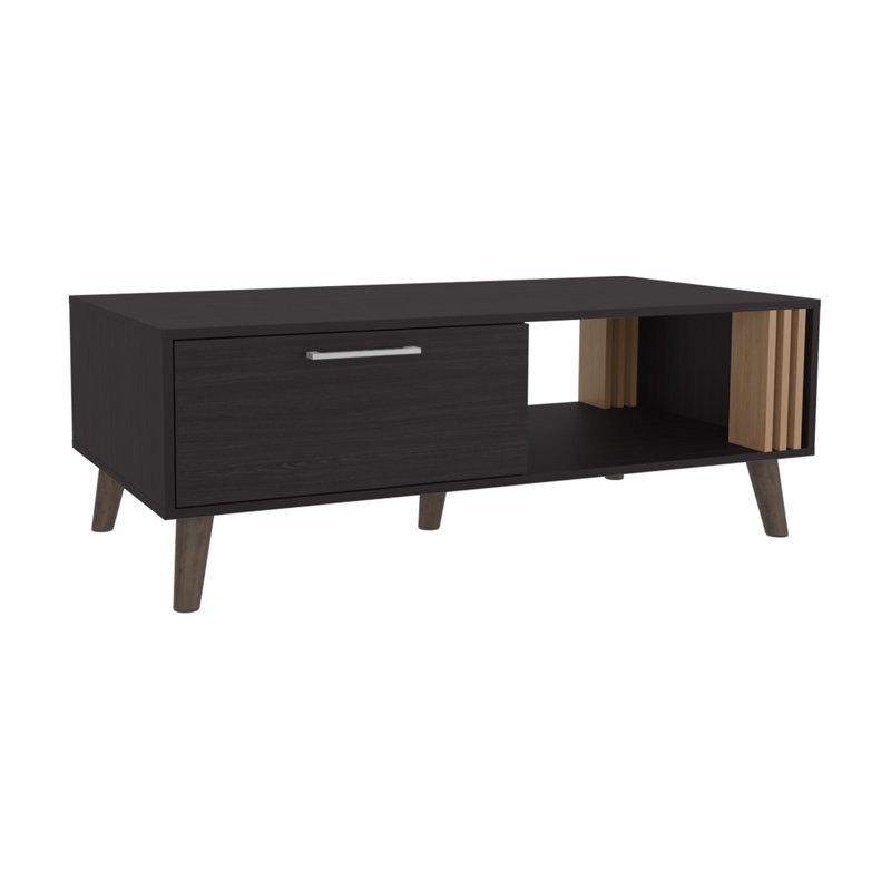 47" Black Wood Pedestal Coffee Table