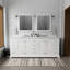 Meuble-lavabo double avec comptoir en quartz blanc-110912863