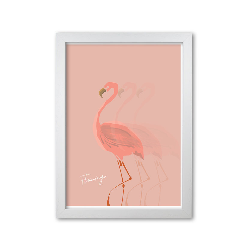 Flamingo Shadow - Single Picture Frame Print, White Grain Frame, 42 cm H x 30 cm W x 5 cm D