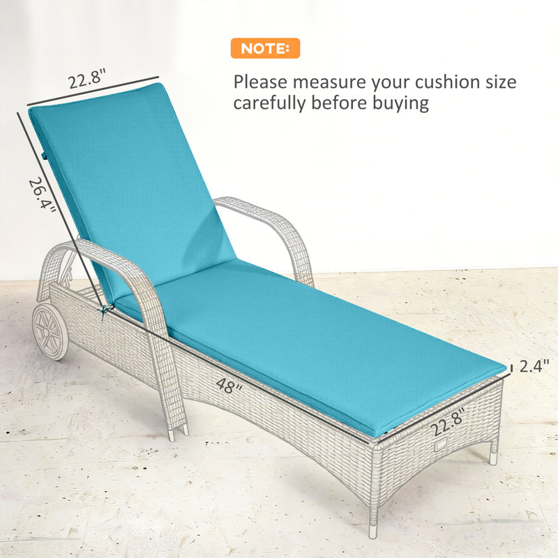 Ensemble de 2 coussins de chaise longue pliables, ensemble de coussins de chaise longue d'extérieur, tissu UPF50 + 200 g / m², 48 po x 23 po, bleu clair