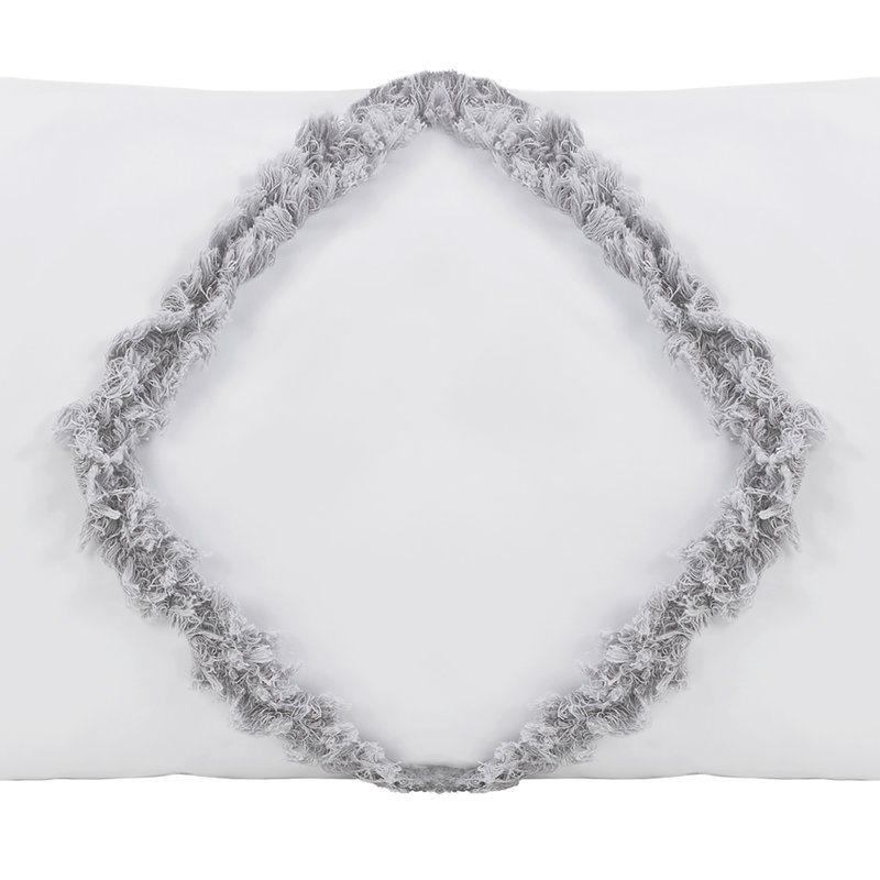 Boho Fringe White and Grey Cotton Body Pillow Cover