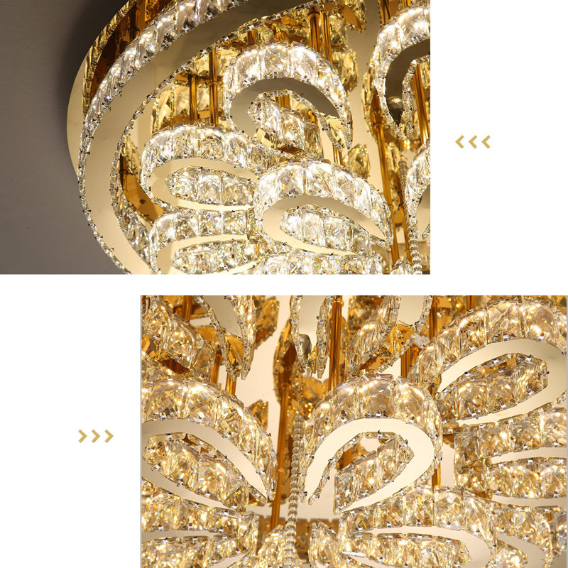 Glam Led Dimmable Crystal Chandelier, Gold