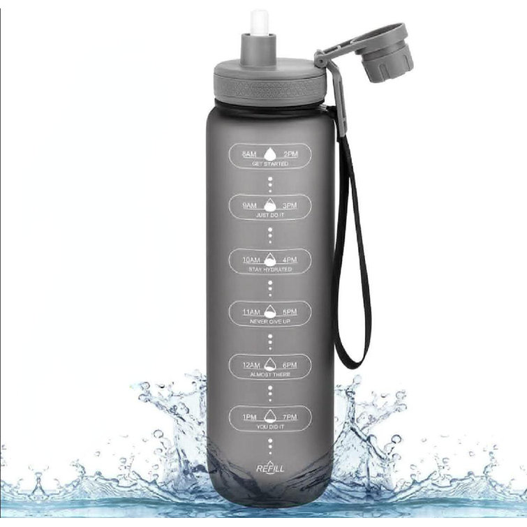 16oz Drinking Water Bottle with Time Marker to Ensure You Drink Enough Water  Throughout The Day for Fitness and Outdoor Travel 