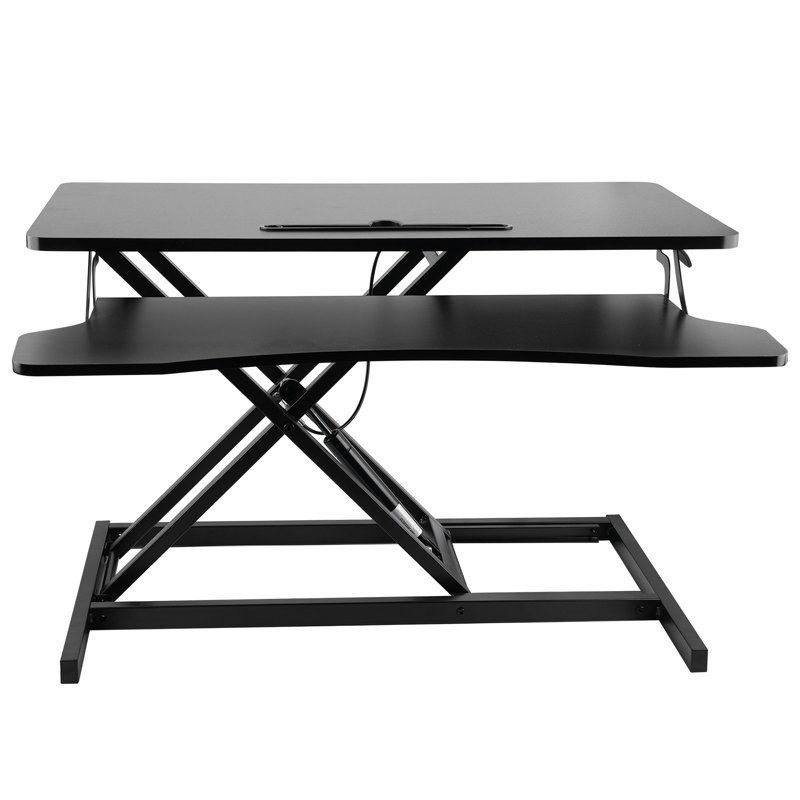 32'' Black Height Adjustable Standing Desk Converter with Keyboard Tray