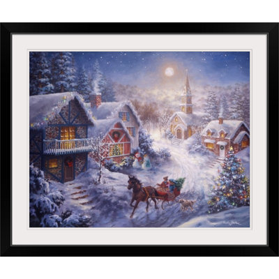 «Christmas Art In a One Horse Open Sleigh» par Nicky Boehme - reproduction d'art
