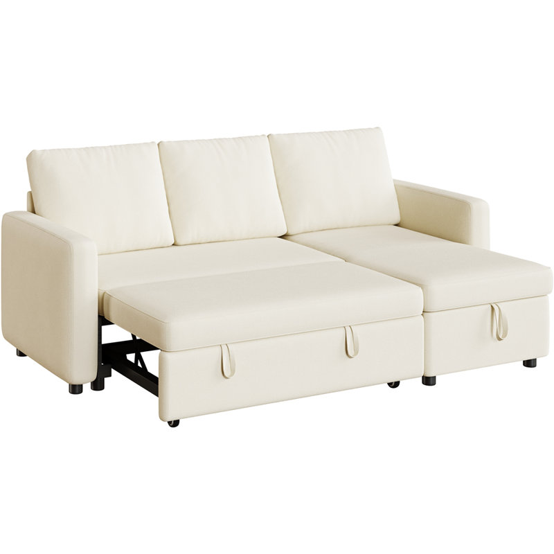 Moda Form 3-Seater L-Shaped Sofa Bed, Convertible Corner Sofa with Reversible Chaise & Pull Out Trundle Bed  for Small Living Rooms, Apartments
