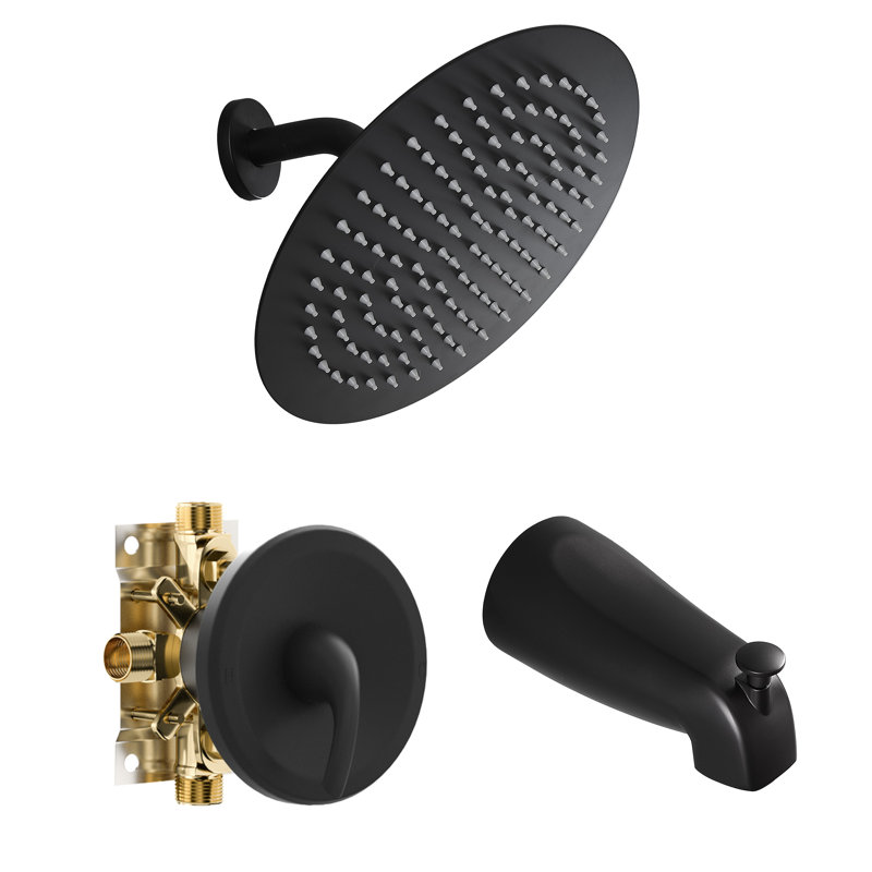 Système de douche complet avec valve brute, Noir mat
