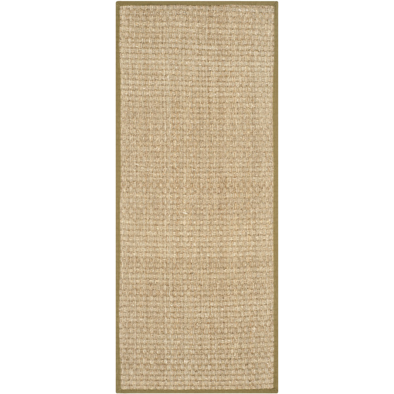 Auckland Bamboo Slat/Seagrass Natural/Olive Area Rug, Runner 2'6" x 6'