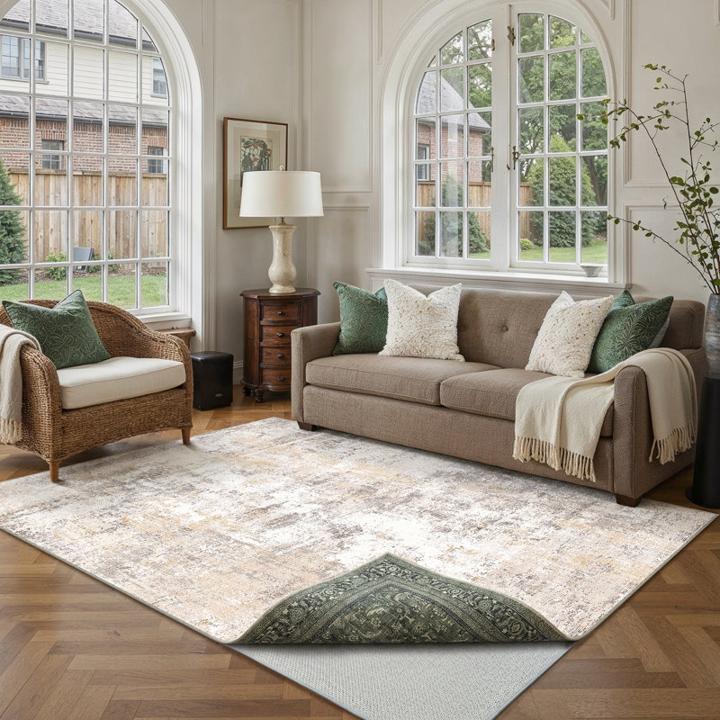 Sous-tapis antidérapant à double surface avec bords cousus 0,12 po Lincoln, Rectangle 6 pi x 9 pi