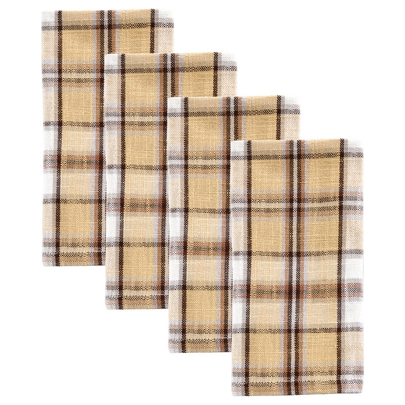  Hadley Plaid Orange Napkin Set Of 4, Orange Plaid
