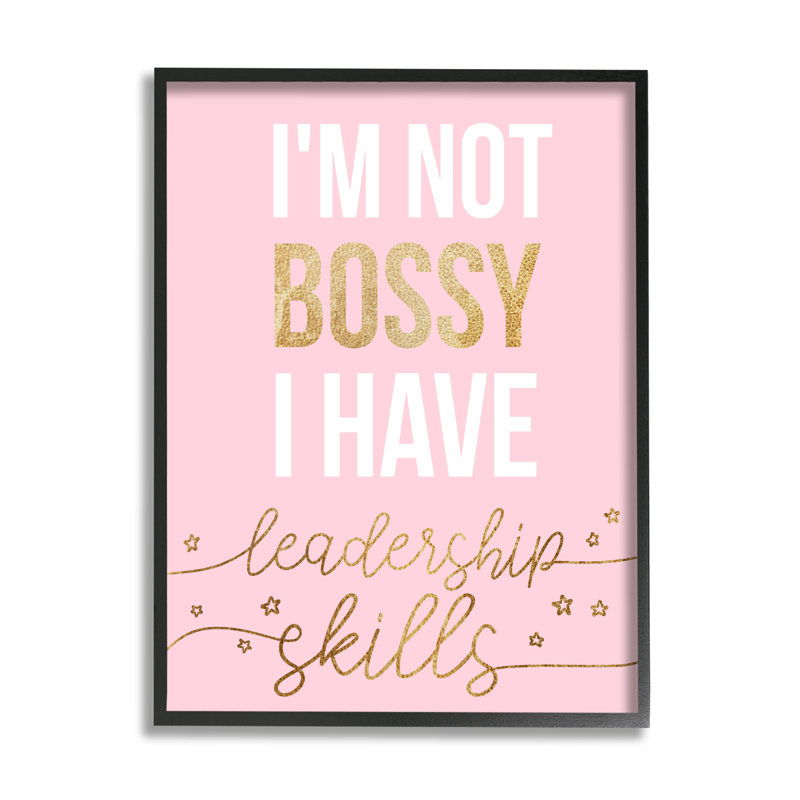 Not Bossy, H 20 po x l 16 po x P 1,5 po, Giclée encadrée noir minuit