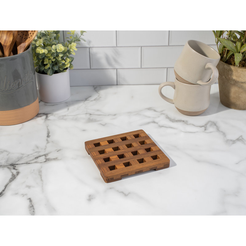 Premium Grade Teak Trivet, 0.75" H x 6" W x 6" D