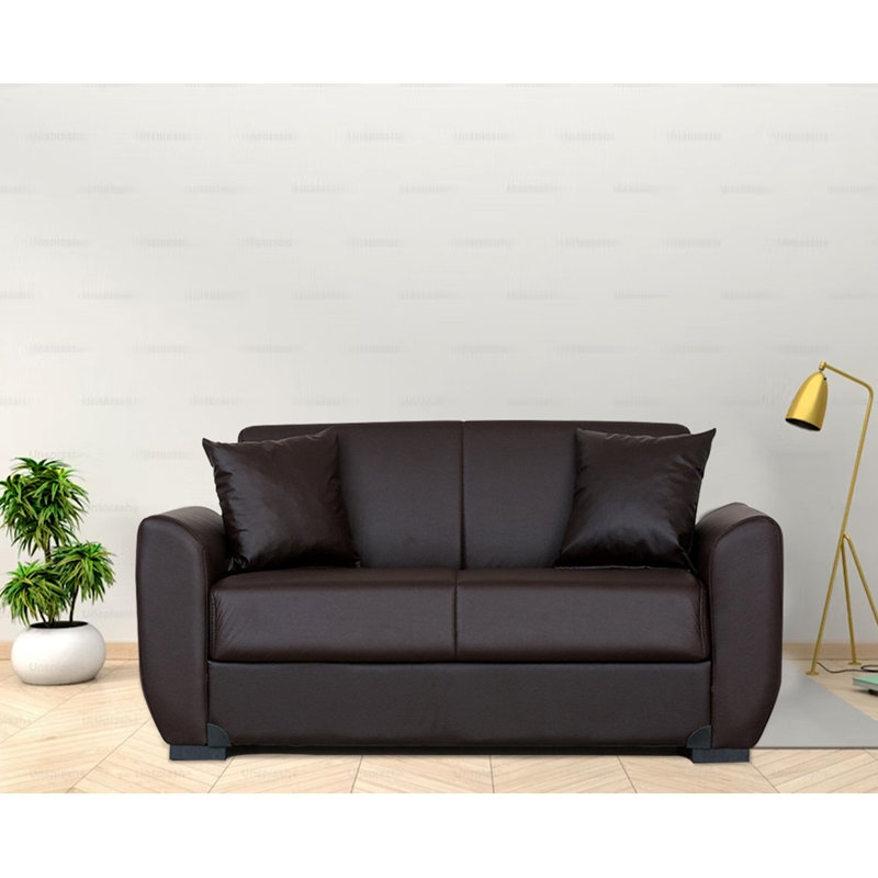 Rege 65" Leather Match Convertible Sleeper Sofa Bed, 32" H x 65" W x 32" D