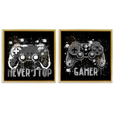  «Never Stop Modern Gamer», ensemble de 2 toiles flottantes encadrées par Kim Allen