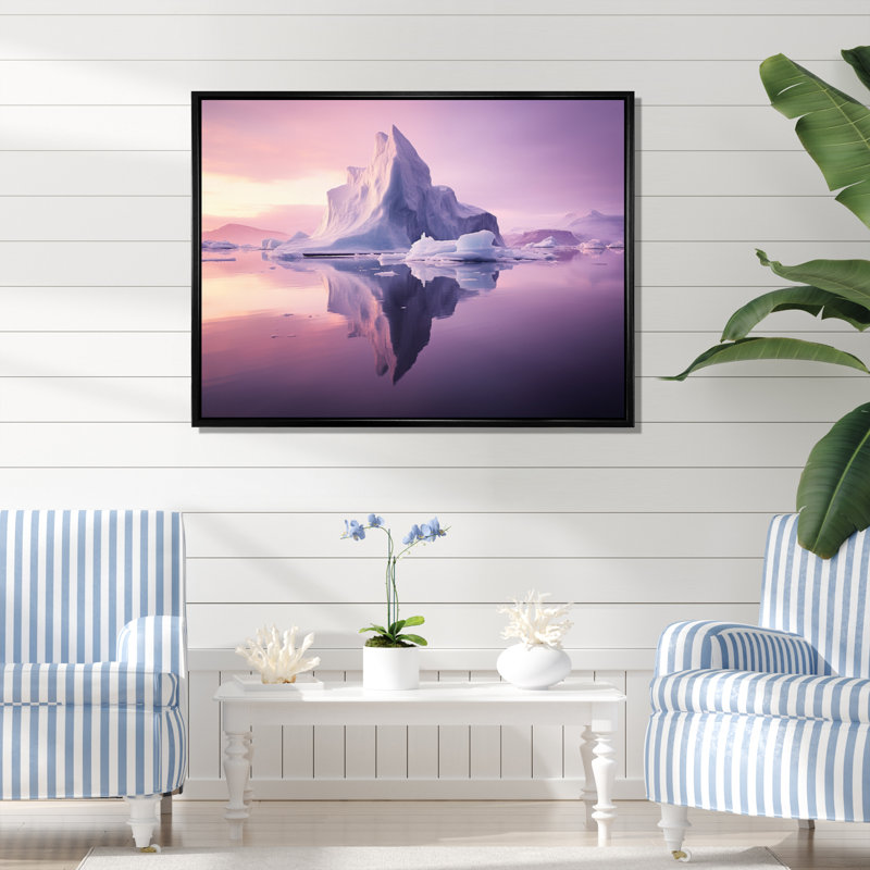 «Purple Iceberg», reproduction sur toile, Cadre flottant noir, H 16 po x l 32 po x P 1 po