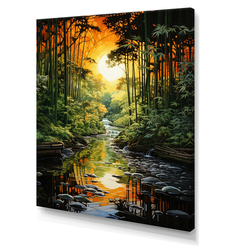 «Asian Art Bamboo Whisper I», art mural sur toile asiatique, H 20 po x l 12 po x P 1 po, Toile tendue