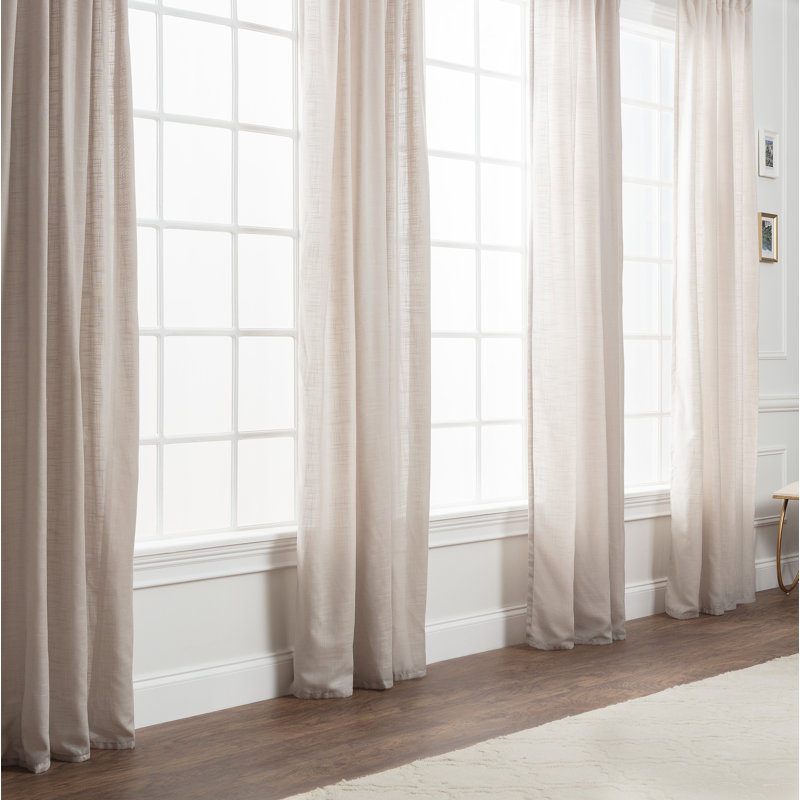 Misenheimer Solid Semi-Sheer Rod Pocket Curtain Panels, 52" x 84", Beige