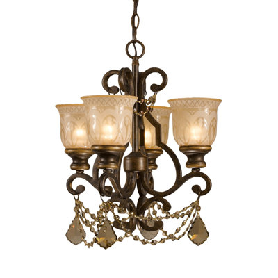 Tusten 4 - Light 17" Mini Chandelier with Crystal Accents