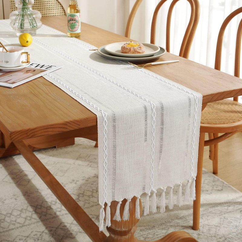Soly Runner No Pattern Linen Blend Table Runner, 13" W x 60" L