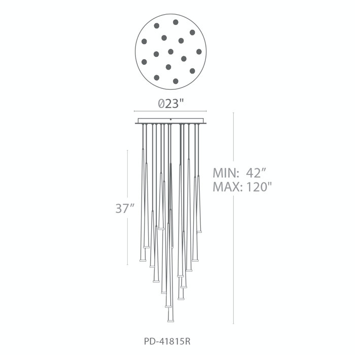Luminaire suspendu en grappe 15 lumières Cascade