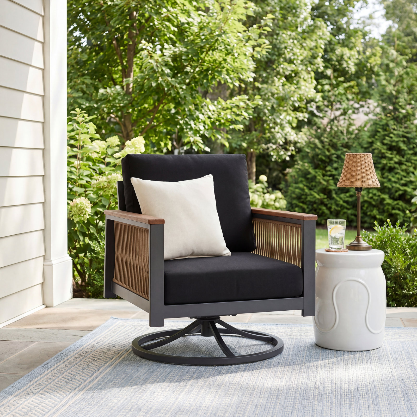 Townsend Patio Chair with Sunbrella® Cushions, Canvas Black Sunbrella® Canvas