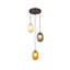 3-Light matte black glass spherical dimmable pendant lamp