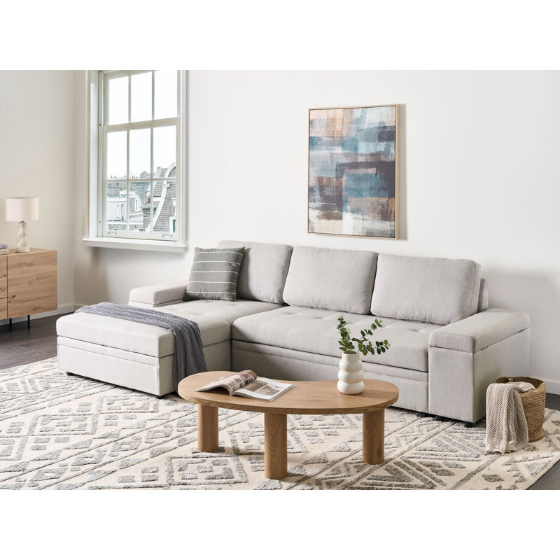 HRISEY 3 Seater Sofa Bed, Light Grey