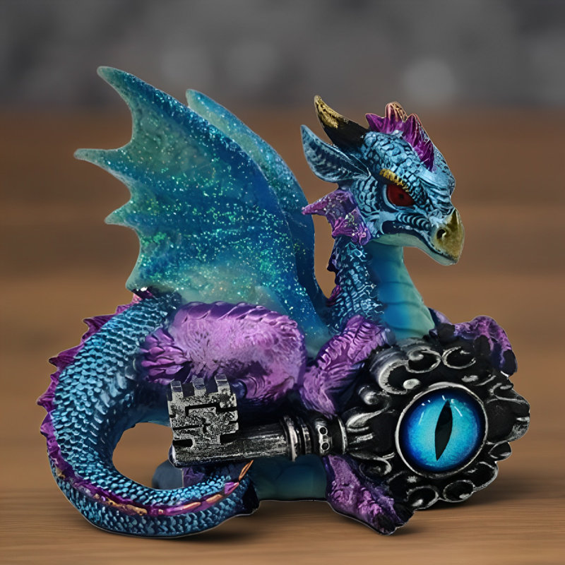 4.5"H Blue Dragon Treasure Guardian Figurine