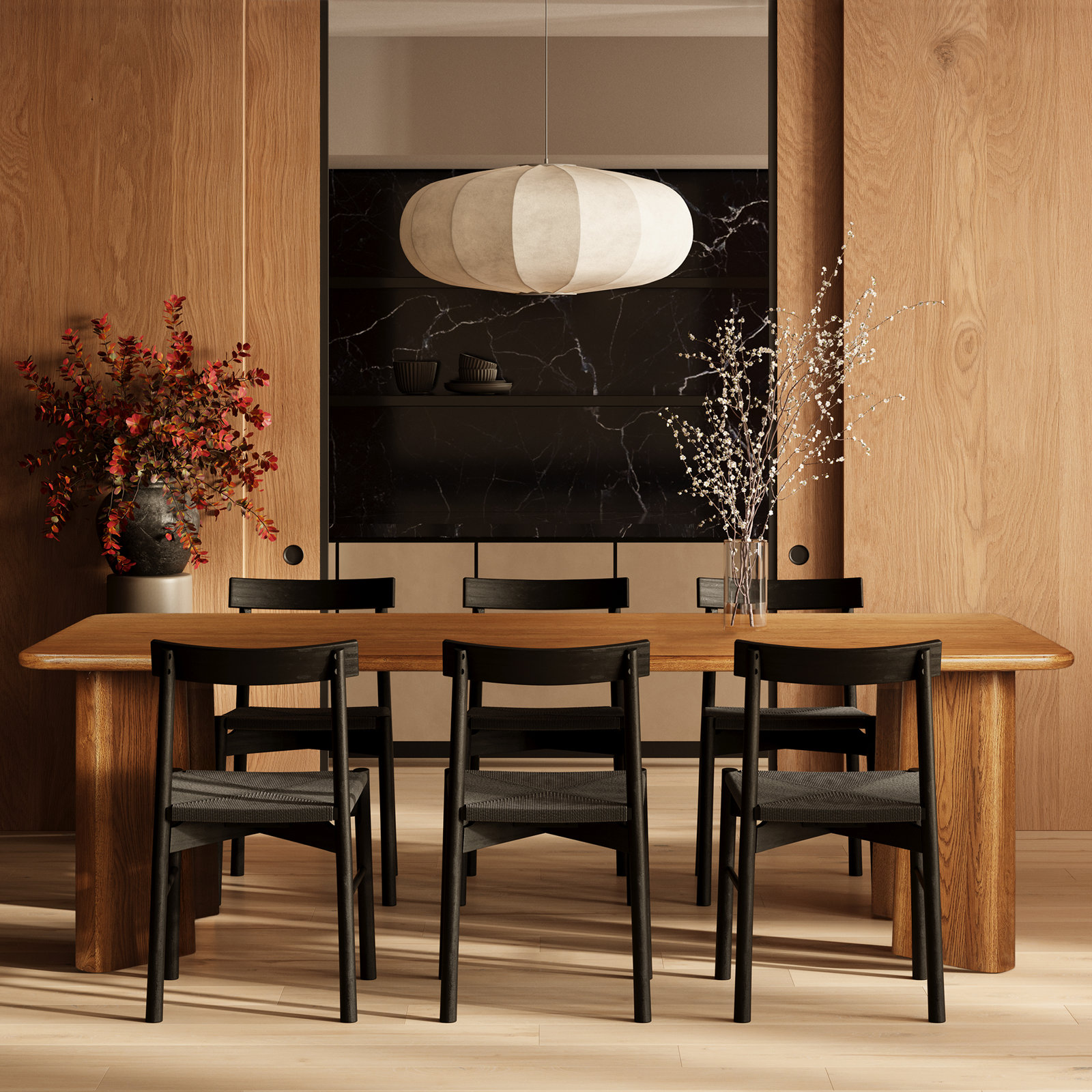 Oak Dining Chair, Pitch Black