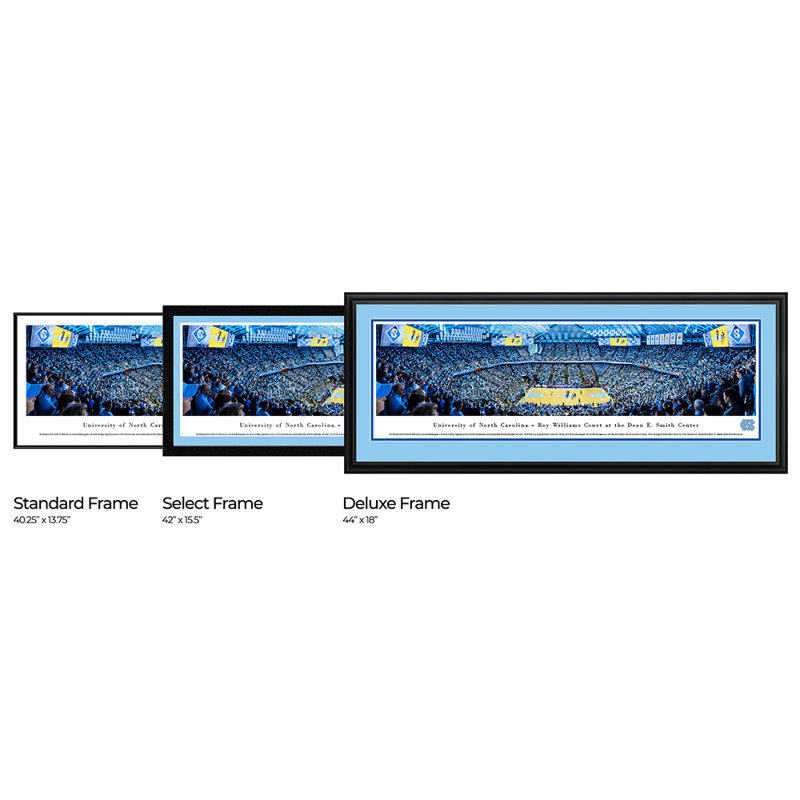 NCAA North Carolina Basketball Panoramic Print, 13.75" H x 40.25" W x 0.88" D, Black Floater Framed