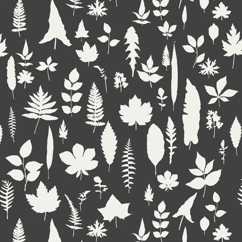 Leaves Wallpaper, Black / White