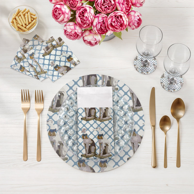 Regal Greyhound Vegan Leather Round Placemats, Wyeth