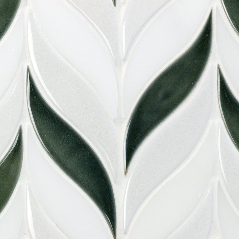 Carreau de mosaïque murale en céramique 2 "x 3" Divine Sprig (0,86 pi. Ca. / feuille), Émeraude profonde
