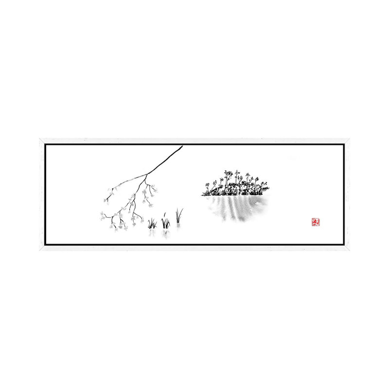 Island by Péchane - Panoramic Print on Canvas, 121.92 cm H x 40.64 cm W, White Framed