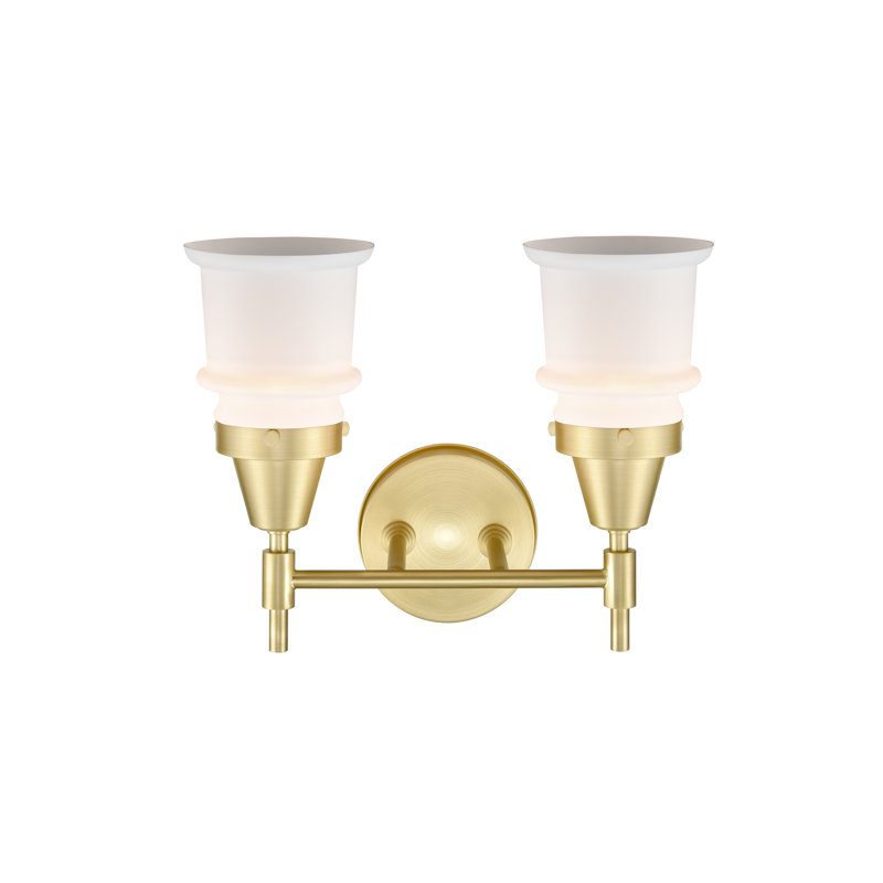 Éclairage pour meuble-lavabo à 2 lumières à intensité variable Gayle, Blanc mat, Laiton satiné, Ampoule non incluse