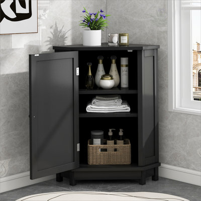 Armoire de rangement noire en coin Triangle